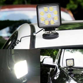 WOWLED 27W Portable LED Work Light Flood Lamp with Magnetic Base for Car, Off-Road, Truck, Camping Light DC 9-32V