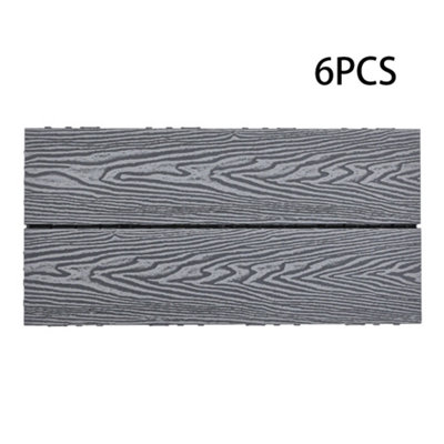 WPC Decking Tile Set Dark Grey Wood Grain Effect Floor Tiles Set