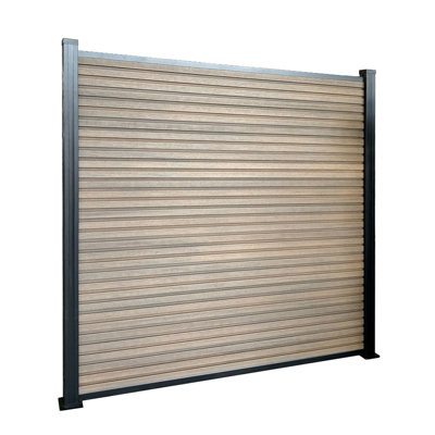 WPC Garden Fence Privacy Screen Kronos 180 cm x 180 cm Teak ...