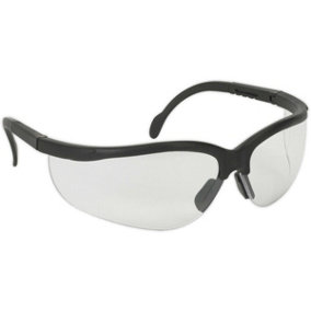 Wraparound Safety Spectacles - Clear Anti Scratch Lens - Adjustable Length Arms