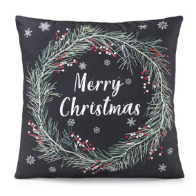 Wreath 18" Velvet Christmas Cushion
