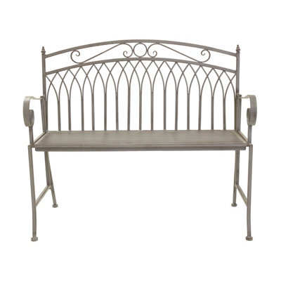 Wrought Iron Feminine Bench - Grey