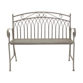 Wrought Iron Feminine Bench - Grey