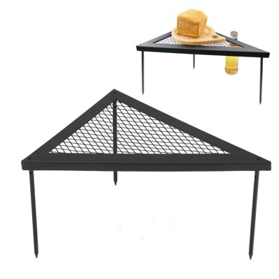 Wrought Iron Triangle Table and Rack for Outdoor Camping and Barbecue