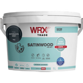 WRX Trade Satinwood Paint 1 L - Anthracite Grey RAL 7016
