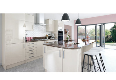 WTC Cashmere Gloss Vogue Lacquered Finish 495mm X 597mm (600mm) Slab Style Kitchen Door Fascia 18mm Thickness Undrilled