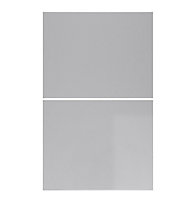 WTC Dove Grey Gloss Vogue Lacquered Finish 1000mm 2 Drawer Drawer Front Fascia Set 18mm Thick