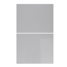 WTC Dove Grey Gloss Vogue Lacquered Finish 500mm 2 Drawer Drawer Front Fascia Set 18mm Thick
