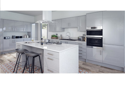 WTC Dove Grey Gloss Vogue Lacquered Finish 570mm X 497mm (500mm) Slab Style Kitchen Door Fascia 18mm Thickness Undrilled