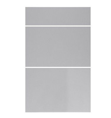 WTC Dove Grey Gloss Vogue Lacquered Finish 600mm 3 Drawer Drawer Front Fascia Set 18mm Thick