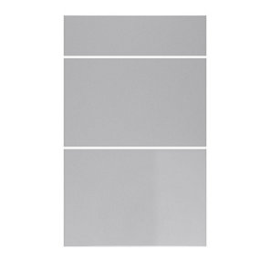 WTC Dove Grey Gloss Vogue Lacquered Finish 600mm 3 Drawer Drawer Front Fascia Set 18mm Thick