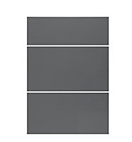 WTC Dust Grey Gloss Vogue Lacquered Finish 1000mm 3 Drawer Drawer Front Fascia Set 18mm Thick