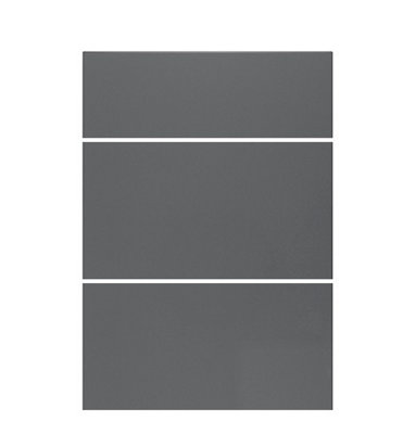 WTC Dust Grey Gloss Vogue Lacquered Finish 1000mm 3 Drawer Drawer Front Fascia Set 18mm Thick