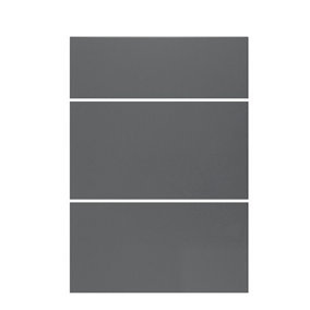WTC Dust Grey Gloss Vogue Lacquered Finish 1000mm 3 Drawer Drawer Front Fascia Set 18mm Thick