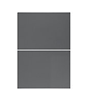 WTC Dust Grey Gloss Vogue Lacquered Finish 500mm 2 Drawer Drawer Front Fascia Set 18mm Thick