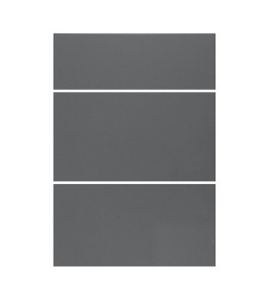 WTC Dust Grey Gloss Vogue Lacquered Finish 500mm 3 Drawer Drawer Front Fascia Set 18mm Thick