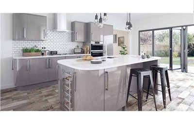 WTC Dust Grey Gloss Vogue Lacquered Finish 570mm X 497mm (500mm) Slab Style Kitchen Door Fascia 18mm Thickness Undrilled