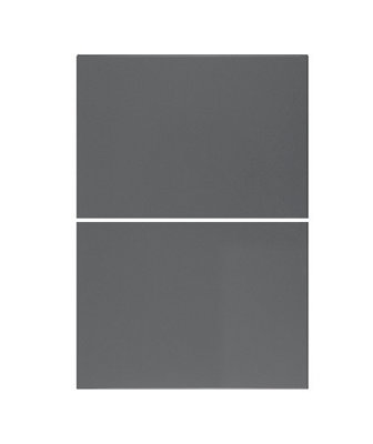 WTC Dust Grey Gloss Vogue Lacquered Finish 600mm 2 Drawer Drawer Front Fascia Set 18mm Thick