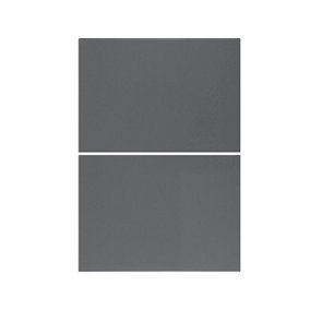 WTC Dust Grey Gloss Vogue Lacquered Finish 600mm 2 Drawer Drawer Front Fascia Set 18mm Thick