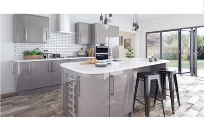 WTC Dust Grey Gloss Vogue Lacquered Finish 715mm X 347mm (350mm) Slab Style Full Height Kitchen Door Fascia Undrilled