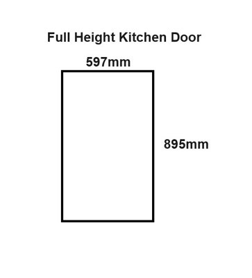 WTC Dust Grey Gloss Vogue Lacquered Finish 895mm X 597mm (600mm) Slab Style Full Height Kitchen Door Fascia Undrilled