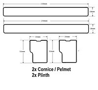 WTC Dust Grey Gloss Vogue Lacquered Finish Cornice/Pelmet & Plinth Pack (2 Lengths Plinth, 2x Mod Square Cor/Pel)