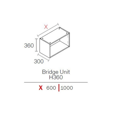 WTC Premier Cab 1000mm W 360mm H Kitchen Bridging Unit Cabinet White 18mm MFC (Carcass Only)
