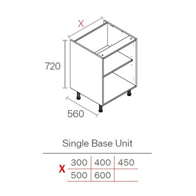 WTC Premier Cab 500mm Kitchen Base Unit Cabinet White 18mm MFC Carcass Only