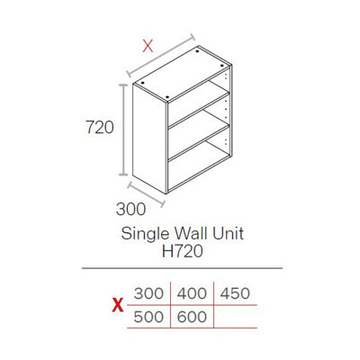 WTC Premier Cab 500mm W 720mm H Kitchen Wall Unit Cabinet White 18mm ...