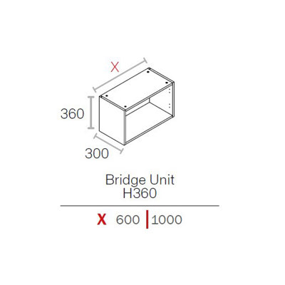 WTC Premier Cab 600mm W 360mm H Kitchen Bridging Unit Cabinet White 18mm MFC (Carcass Only)