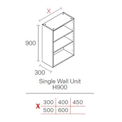 WTC Premier Cab 600mm W 900mm H Kitchen Wall Unit Cabinet White 18mm MFC (Carcass Only)