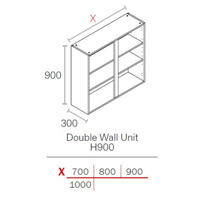 WTC Premier Cab 700mm W 900mm H Kitchen Wall Unit Cabinet NATURAL GREY 18mm MFC (Carcass Only)