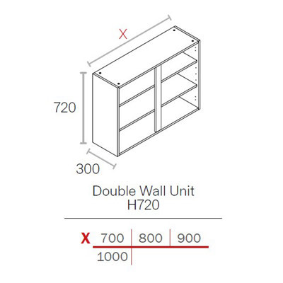 WTC Vogue White Gloss 1000mm Wall Unit Complete With Doors and Soft Close Hinges 720mm High 300mm Deep - 5