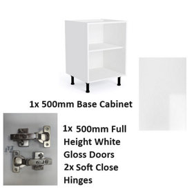 WTC Vogue White Gloss 500mm Base Unit Complete With Doors and Soft Close Hinges