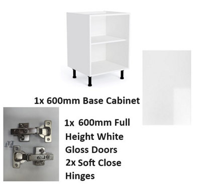 WTC Vogue White Gloss 600mm Base Unit Complete With Doors and Soft Close Hinges