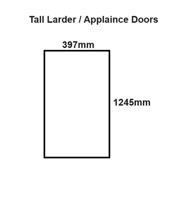 WTC White Gloss Vogue Lacquered Finish 1245mm X 397mm (400mm) Slab Style Full Height Kitchen Larder Door Fascia 18mm Thickness