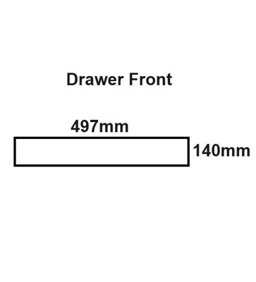 WTC White Gloss Vogue Lacquered Finish 140mm X 497mm (500mm) Slab Style Kitchen DRAWER FRONT Fascia 18mm Thickness Undrilled