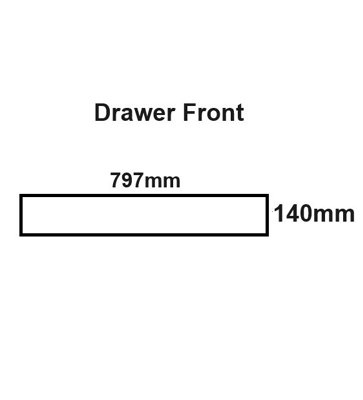 WTC White Gloss Vogue Lacquered Finish 140mm X 797mm (800mm) Slab Style Kitchen DRAWER FRONT Fascia 18mm Thickness Undrilled