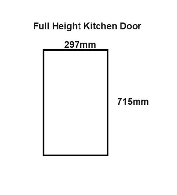 WTC White Gloss Vogue Lacquered Finish 715mm X 297mm (300mm) Slab Style Full Height Kitchen Door Fascia 18mm Thickness Undrilled