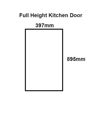 WTC White Gloss Vogue Lacquered Finish 895mm X 397mm (400mm) Slab Style Full Height Kitchen Door Fascia 18mm Thickness Undrilled