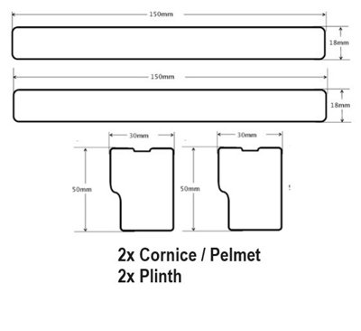 WTC White Gloss Vogue Lacquered Finish Cornice/Pelmet & Plinth Pack (2 Lengths Plinth, 2x Mod Square Cor/Pel)