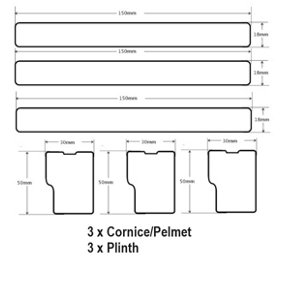 WTC White Gloss Vogue Lacquered Finish Cornice/Pelmet & Plinth Pack (3 Lengths Plinth, 3x Mod Square Cor/Pel)