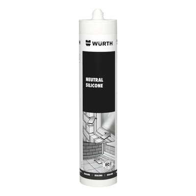 Wurth Neutral Silicone Sealant White, Low Modulus Flexible Sealant for Construction & Building, Multi-Surface