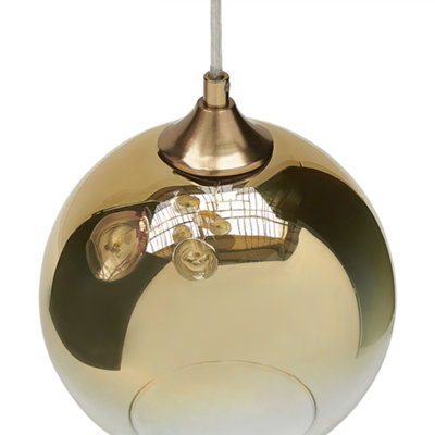 Wyld and Coco 6-Light Pendant Lamp - Semi-Transparent Brass Glass Shades, Adjustable Height, Contemporary