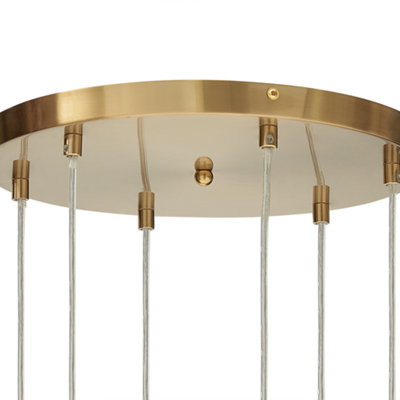 Wyld and Coco 6-Light Pendant Lamp - Semi-Transparent Brass Glass Shades, Adjustable Height, Contemporary