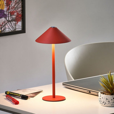 Wyld and Coco Aurora Wireless Table Lamp Red Metal USB-C Rechargeable - Portable Touch-Dimmable LED Lamp, 3 Colour Temperatures