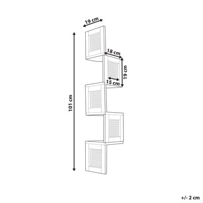 Wyld and Coco Corner Wall Bookcase 4-Tier Light Brown Paulownia Wood, Narrow Corner Shelving (W19 x D19 x H101cm)