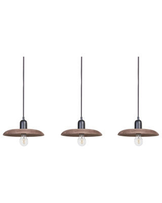 Wyld and Coco MangoWood 3-Light Pendant Lamp Natural Wood Shade Boho Handmade Large