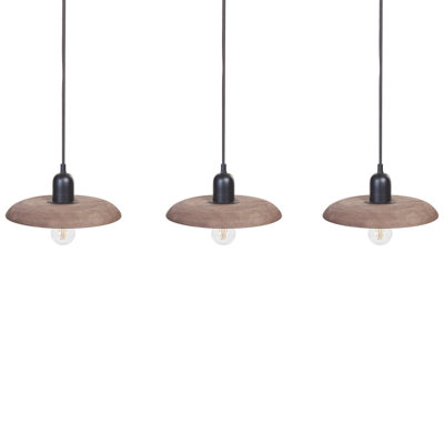 Wyld and Coco MangoWood 3-Light Pendant Lamp Natural Wood Shade Boho Handmade Large
