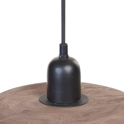 Wyld and Coco MangoWood 3-Light Pendant Lamp Natural Wood Shade Boho Handmade Large